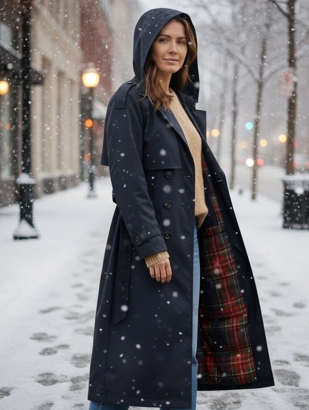 Gander Mountain Women's Dark Blue Down And Flannel Trench Coat - Size Medium